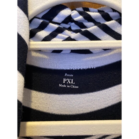 Croft & Barrow Blouse Plus Sz Petite XL Navy White Striped Top Casual + Stretch - Picture 4 of 11